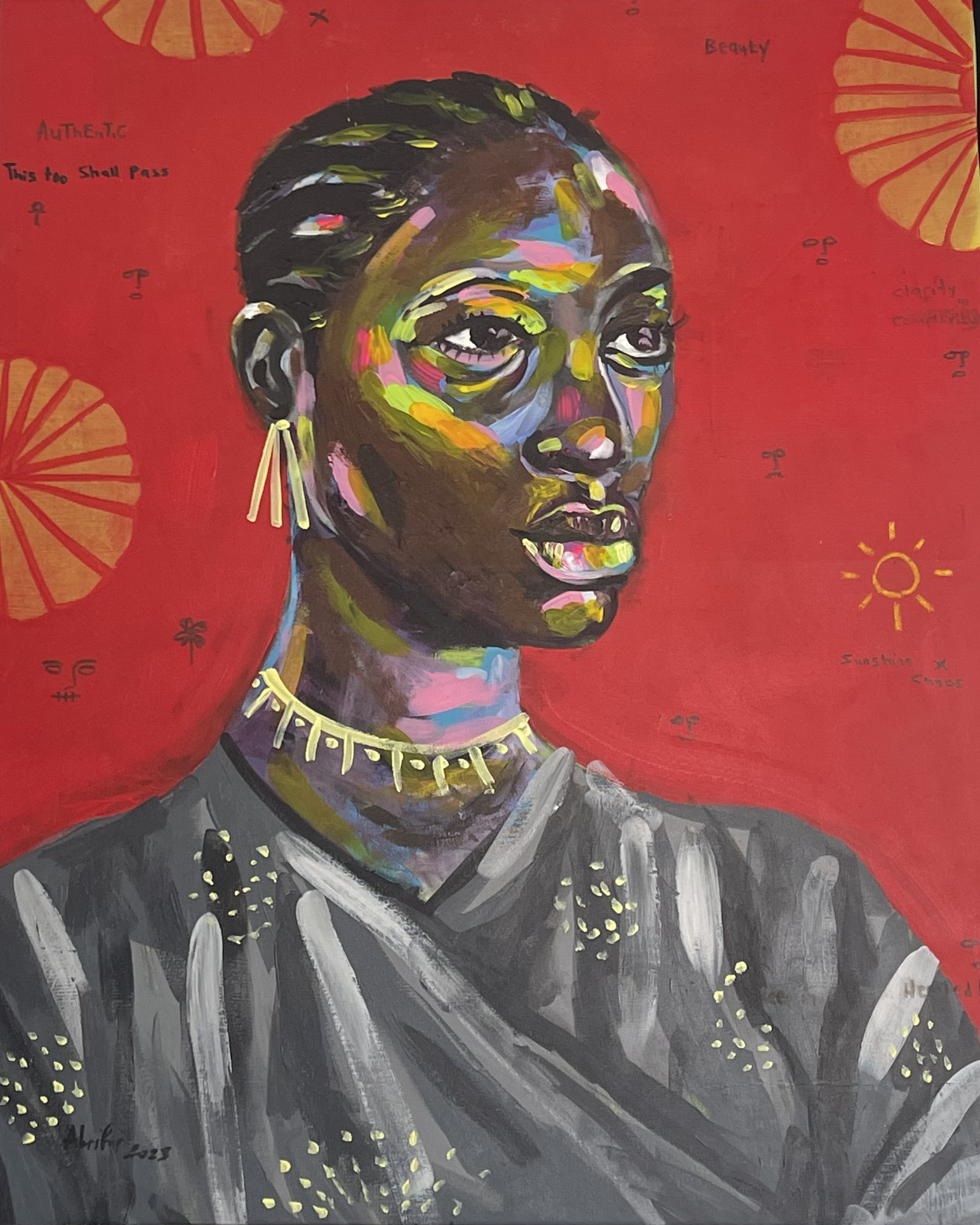 Silas Abrifor, Scars of overcoming, Acrylic on canvas