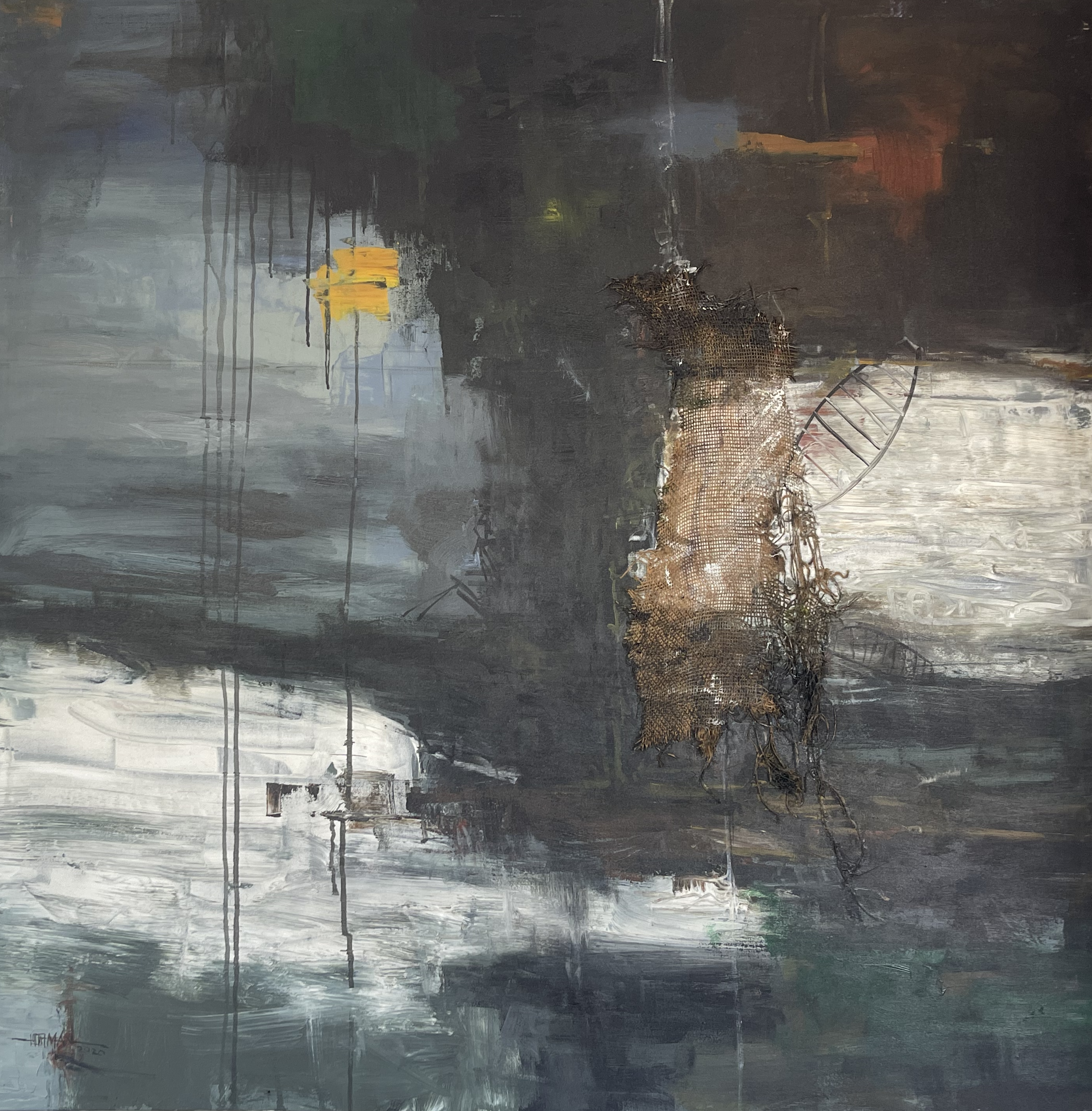 Adewale Uthman, At the shore (Ebute), Mixed media