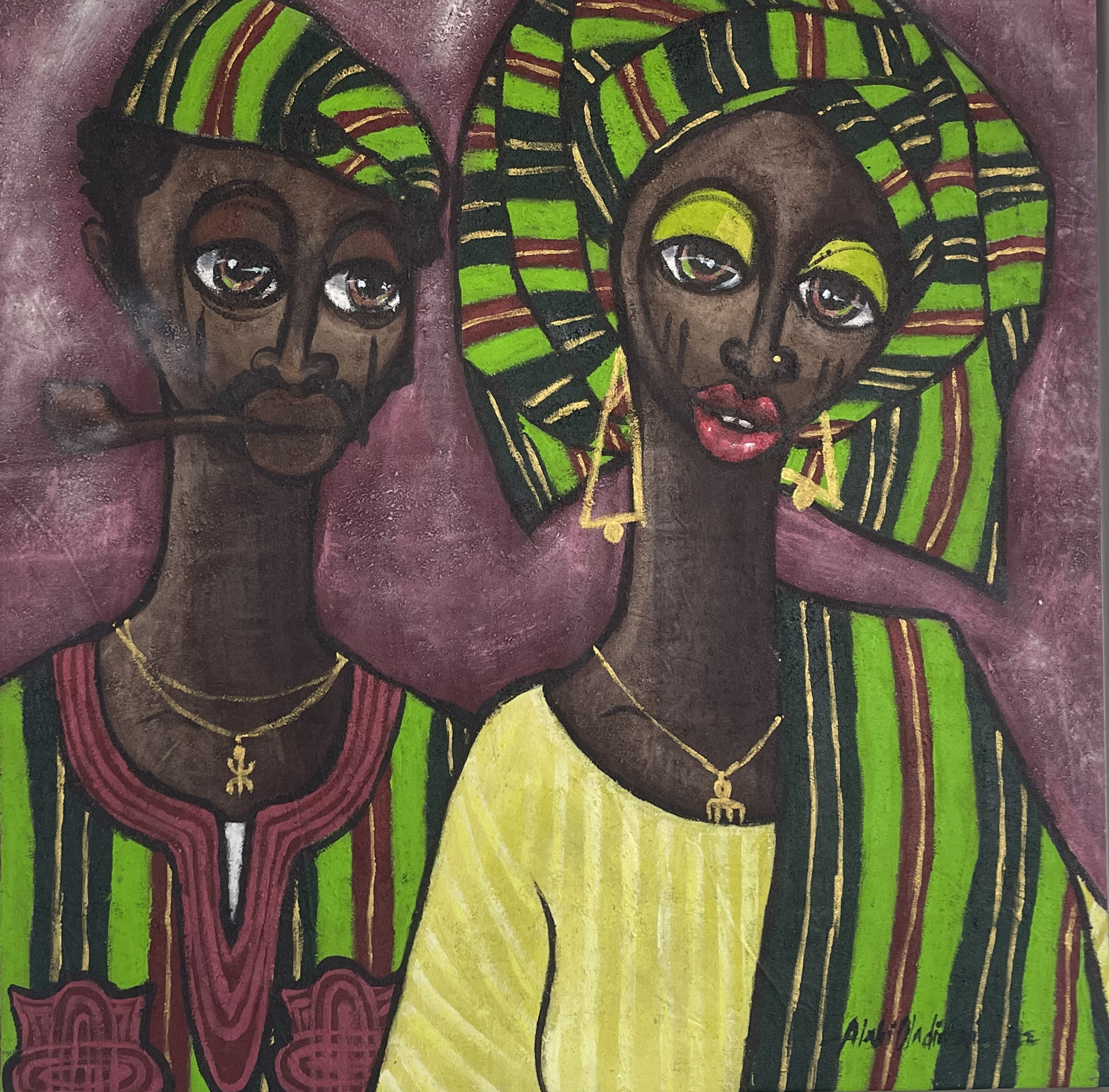 Oladimeji Alabi, Couple goals 4, Acrylic on textured canvas